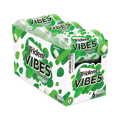 Trident Vibes Spearmint Rush Sugar-Free Gum, 40 Pieces/Cup, 6 Cups/Carton (30400082)