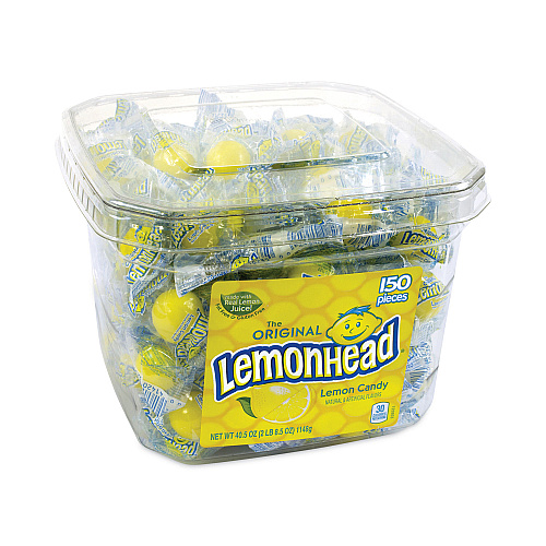 LemonHead Lemon Candy, Individually Wrapped, 40.5 oz Tub, 150 Pieces (20900232)