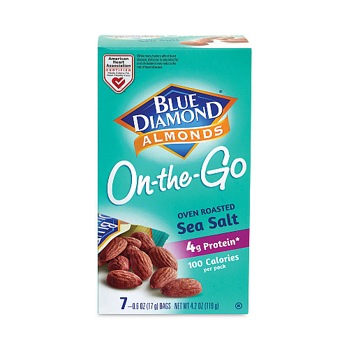 BlueDiamond Oven Roasted Sea Salt Almonds, 0.6 oz Bag, 7 Bags/Box, 6 Box/Carton (22000794)