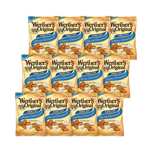 Werther's Original Sugar Free Chewy Caramel Candy, 1.46 oz Bag, 12 Bags/Carton (30200005)