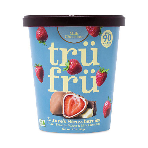 Tru Fru Nature's Hyper-Chilled Strawberries in White and Milk Chocolate, 5 oz Cup, 8/Carton (90300269)
