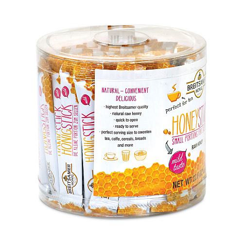 Breitsamer Honig Raw Honey Sticks, 0.28 oz, 80 Sticks/Tub, 1 Tub/Carton (20902630)