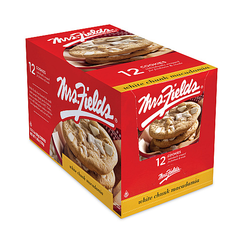 Mrs. Fields White Chunk Macadamia Cookies, 2.1 oz, Individually Wrapped Pack, White Chocolate, 12/Carton (20900470)