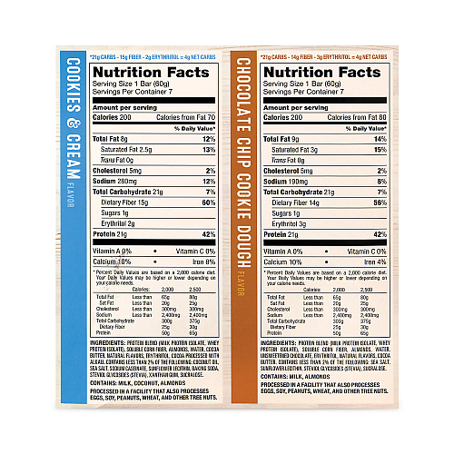Quest Protein Bar Value Pack, Chocolate Chip Cookie Dough, Cookies and Cream, 2.12 oz Bar, 14/Carton (22000966)