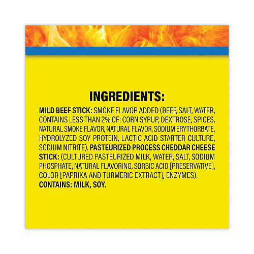 Slim Jim Beef and Cheese Meat Sticks, 1.5 oz, 18/Carton (20900656)