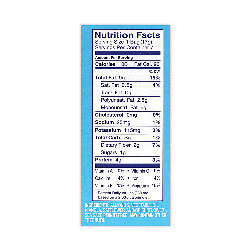 BlueDiamond Low Sodium Lightly Salted Almonds, 1.5 oz Bag, 42 Bags/Carton (22000795)