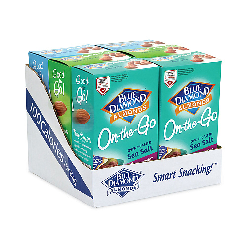 BlueDiamond Almonds Variety Pack, Assorted Flavors, 0.6 oz Pouch, 7 Pouches/Box, 6 Boxes/Carton (22000796)