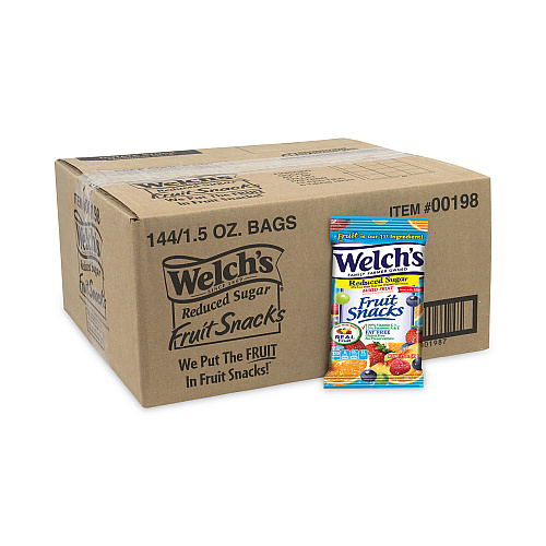 Welch's Reduced Sugar Mixed Fruit Snacks, 1.5 oz Pouches, 144/Carton (26700008)