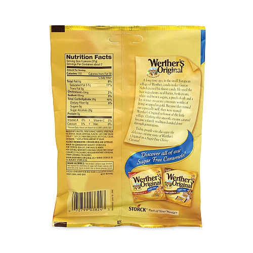 Werther's Original Sugar Free Chewy Caramel Candy, 2.75 oz Bag, 3/Pack (30201006)