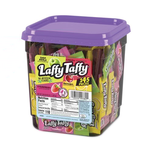 Nestle Laffy Taffy, Assorted Flavors, 3.08 lb Tub, 145 Wrapped Pieces