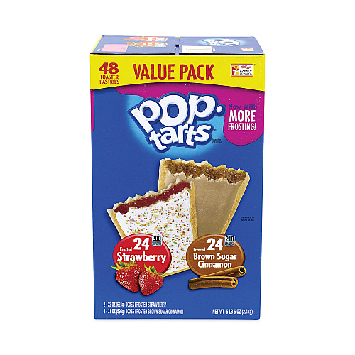 Kellogg's Pop Tarts, Brown Sugar Cinnamon/Strawberry, 2 Tarts/Pouch, 12 Pouches/Pack, 2 Packs/Carton (22000456)