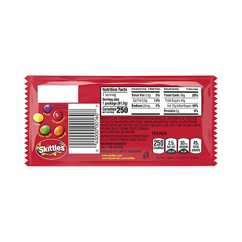 Skittles Chewy Candy, Original, 2.17 oz Bag, 36 Bags/Carton (20900148)