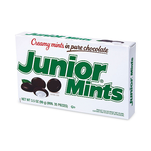 Junior Mints Theater Box, Dark Chocolate Mint, 3.5 oz Box, 12/Carton (20900093)