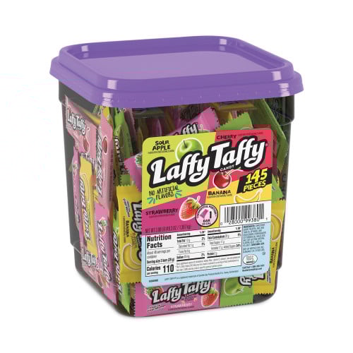 Nestle Laffy Taffy, Assorted Flavors, 3.08 lb Tub, 145 Wrapped Pieces