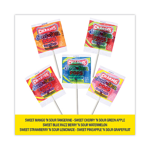 Charms Sweet and Sour Pop, Assorted Flavors, 0.63 oz, 48/Carton (20900128)