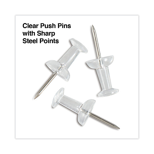 Universal Clear Push Pins, Plastic, Clear, 0.38", 400/Pack (UNV31306)