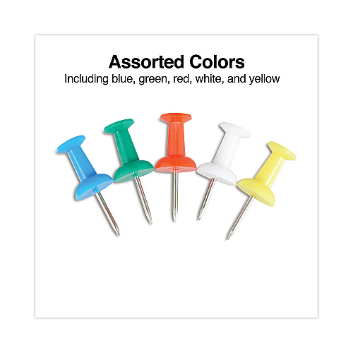 Universal Colored Push Pins, Plastic, Assorted, 0.38", 400/Pack (UNV31314)