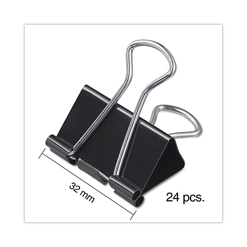 Universal Binder Clips with Storage Tub, Medium, Black/Silver, 24/Pack (UNV11124)