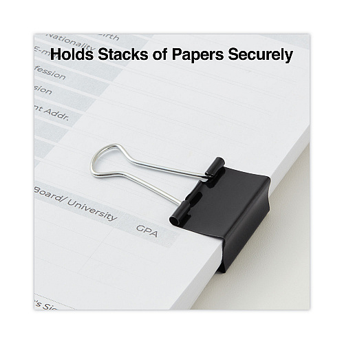 Universal Binder Clips with Storage Tub, Medium, Black/Silver, 24/Pack (UNV11124)
