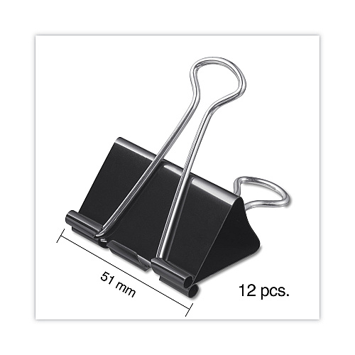 Universal Binder Clips with Storage Tub, Large, Black/Silver, 12/Pack (UNV11112)