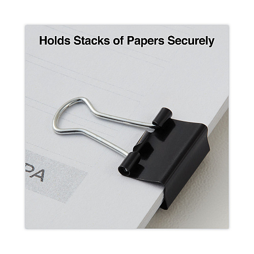Universal Binder Clips with Storage Tub, Mini, Black/Silver, 60/Pack (UNV11060)