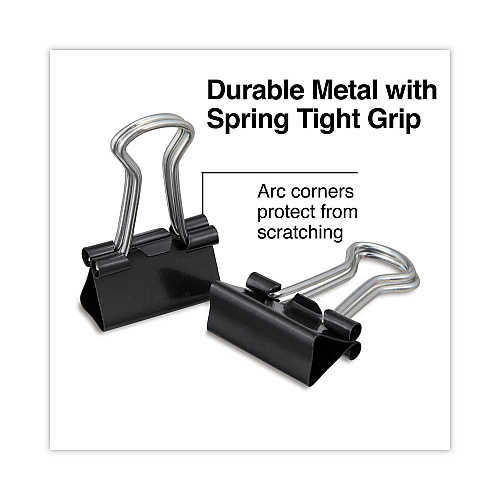 Universal Binder Clips with Storage Tub, Mini, Black/Silver, 60/Pack (UNV11060)
