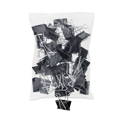 Universal Binder Clip Zip-Seal Bag Value Pack, Large, Black/Silver, 36/Pack (UNV10220VP)