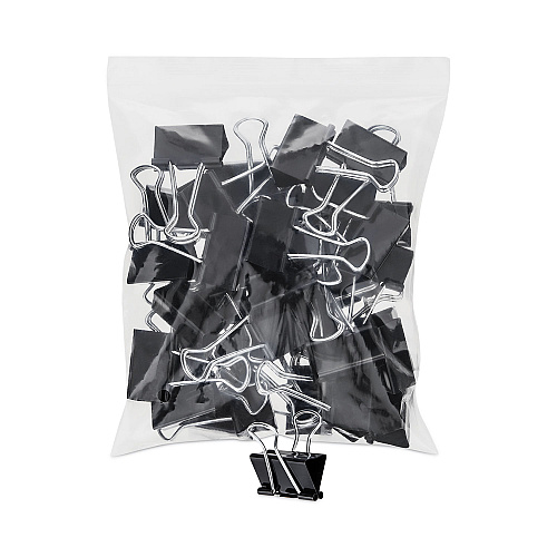 Universal Binder Clip Zip-Seal Bag Value Pack, Medium, Black/Silver, 36/Pack (UNV10210VP)