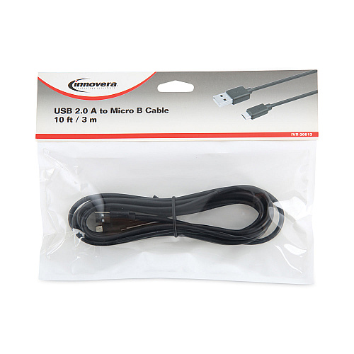 Innovera USB to Micro USB Cable, 10 ft, Black (IVR30013)