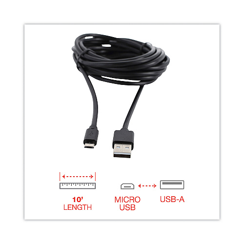 Innovera USB to Micro USB Cable, 10 ft, Black (IVR30013)
