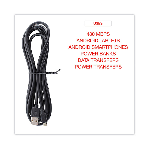 Innovera USB to Micro USB Cable, 10 ft, Black (IVR30013)
