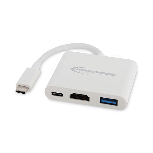 Innovera USB Type-C HDMI Multiport Adapter, HDMI/USB-C/USB 3.0, 0.65 ft, White (IVR50000)