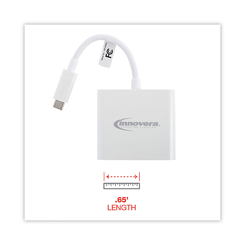 Innovera USB Type-C HDMI Multiport Adapter, HDMI/USB-C/USB 3.0, 0.65 ft, White (IVR50000)