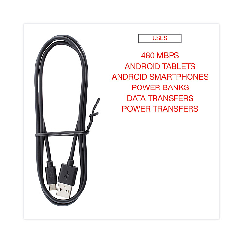 Innovera USB to Micro USB Cable, 3 ft, Black (IVR30006)