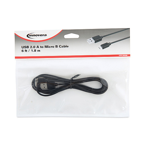 Innovera USB to Micro USB Cable, 6 ft, Black (IVR30008)