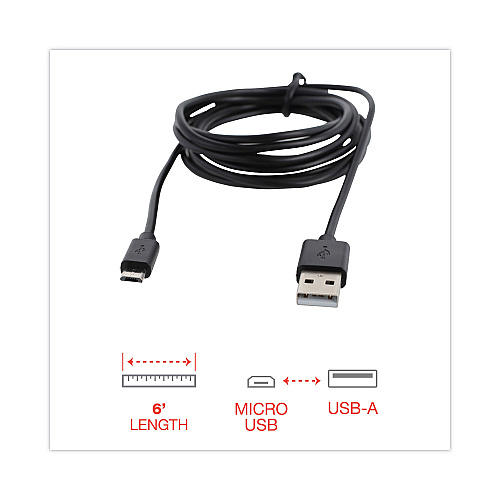Innovera USB to Micro USB Cable, 6 ft, Black (IVR30008)
