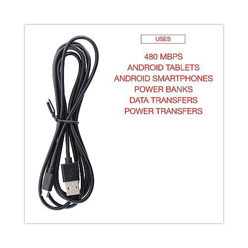 Innovera USB to Micro USB Cable, 6 ft, Black (IVR30008)