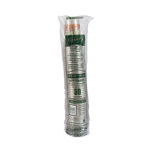 Dart Bare Eco-Forward RPET Cold Cups 20 oz, ProPlanet Seal, Leaf Design, Clear, 50/Pack, 12 Packs/Carton (RTP20BARE)