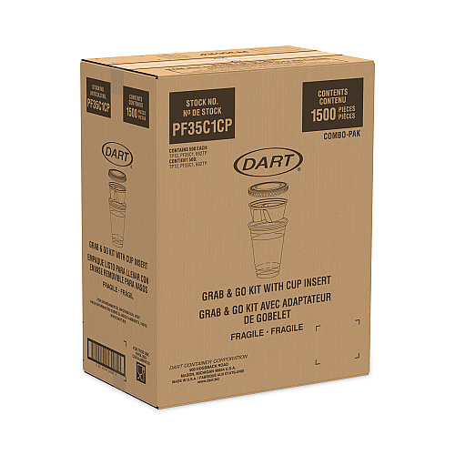 Dart Clear PET Grab n Go Kit Combo with Insert, 12 oz, Clear, 500/Carton (PF35C1CP)