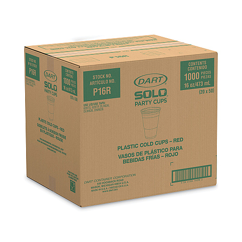 Dart SOLO Party Plastic Cold Drink Cups, 16 oz, Red, 50/Pack (P16RPK) |  OfficeCrave.com