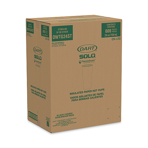 SOLO Thermoguard Insulated Paper Hot Cups, 24 oz, Steam Print, 600/Carton (DWTG24ST)