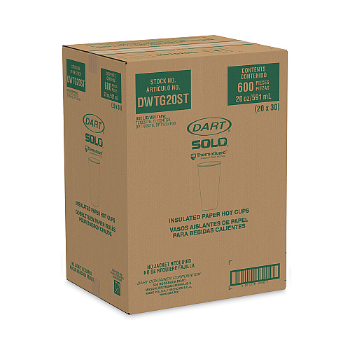 SOLO Thermoguard Insulated Paper Hot Cups, 20 oz, Steam Print, 600/Carton (DWTG20ST)