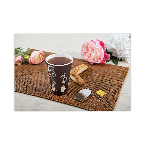 SOLO Thermoguard Insulated Paper Hot Cups, 16 oz, Steam Print, 600/Carton (DWTG16ST)