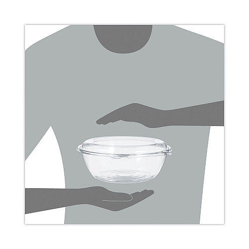 Dart Tamper-Resistant, Tamper-Evident Bowls with Dome Lid, 48 oz, 8.9" Diameter x 3.4"h, Clear, Plastic, 100/Carton (CTR48BD)