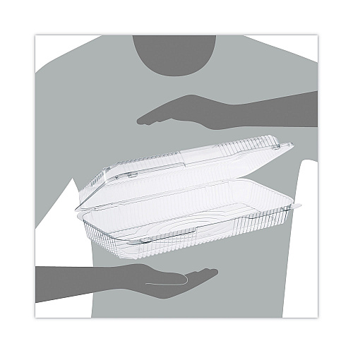 Dart StayLock Clear Hinged Lid Containers, 50.2 oz, 6.8 x 13.4 x 2.6, Plastic, 200/Carton (C90UT1)