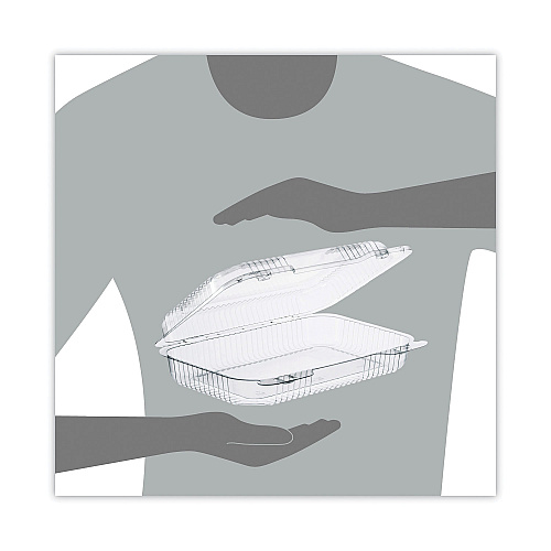 Dart StayLock Clear Hinged Lid Containers, 9.4 x 6.8 x 2.1, Clear, Plastic, 250/Carton (C30UT1)