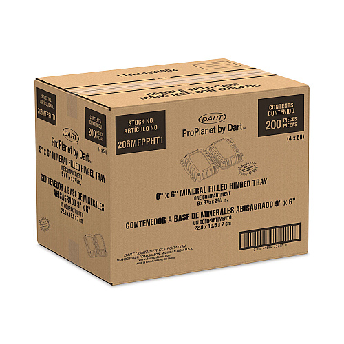 Dart Hinged Lid Containers, Hoagie Container, 6.5 x 9 x 2.8, White, Plastic, 200/Carton (206MFPPHT1)