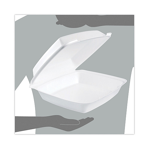 Dart Hinged Lid Carryout Container, 9.5 x 10.33 x 3.5, White, Foam, 100/Bag, 2 Bags/Carton (110HT1)