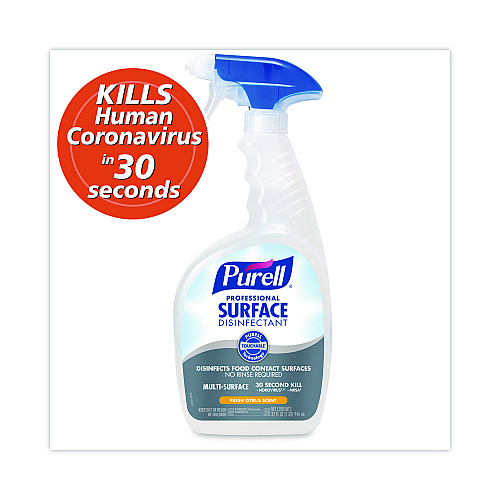 PURELL Professional Surface Disinfectant, Fresh Citrus, 32 oz Spray Bottle, 6/Carton (334206)