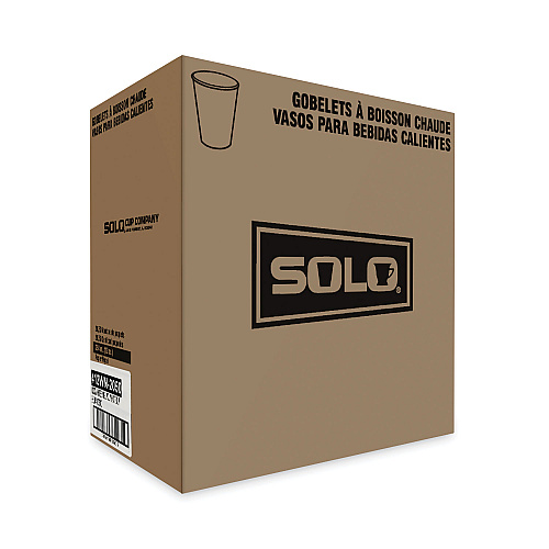 SOLO Single-Sided Poly Paper Hot Cups, 12 oz, White, 50/Bag, 20 Bags/Carton (412WN)